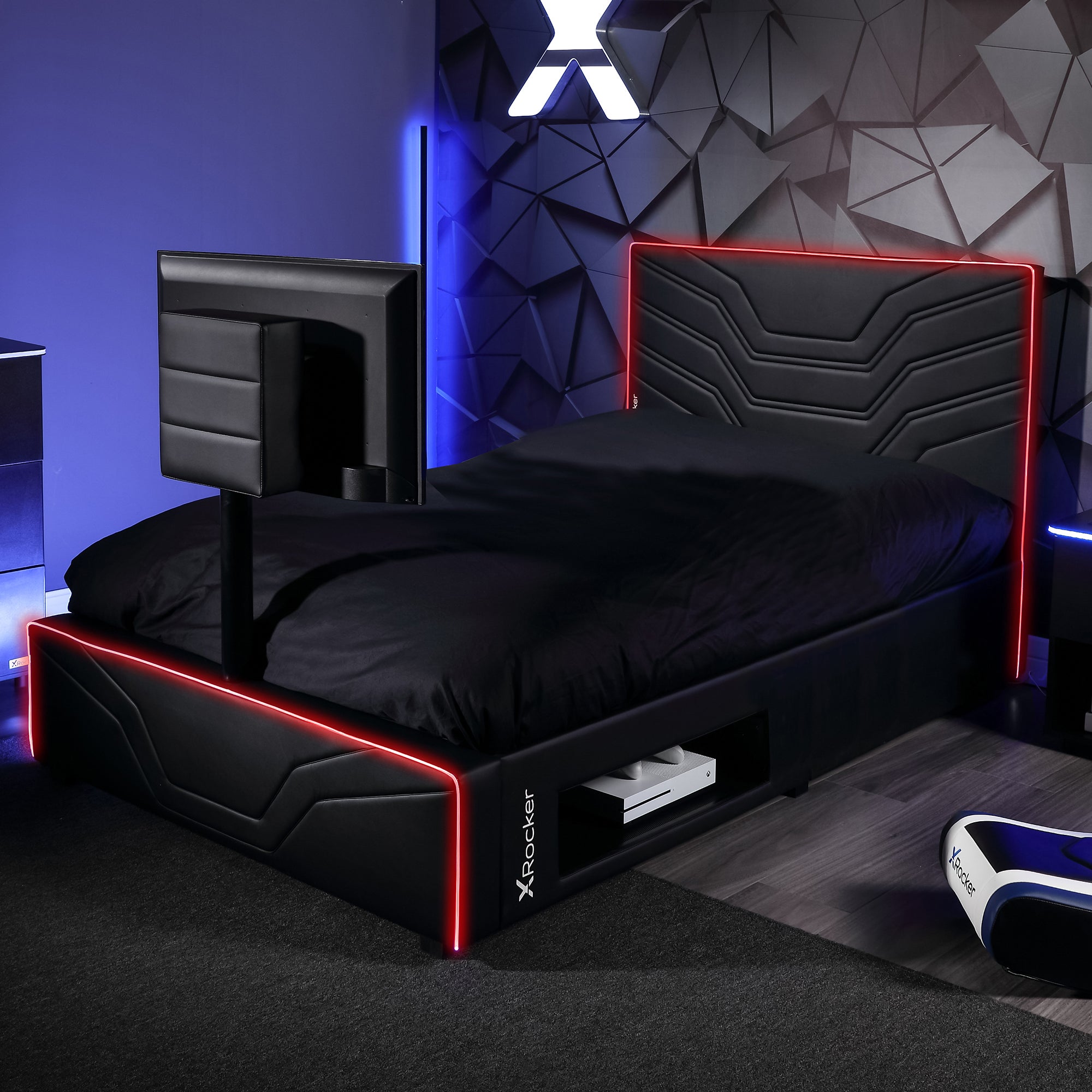 X Rocker Oracle Gaming TV Bed with Neo Fibre LED Black