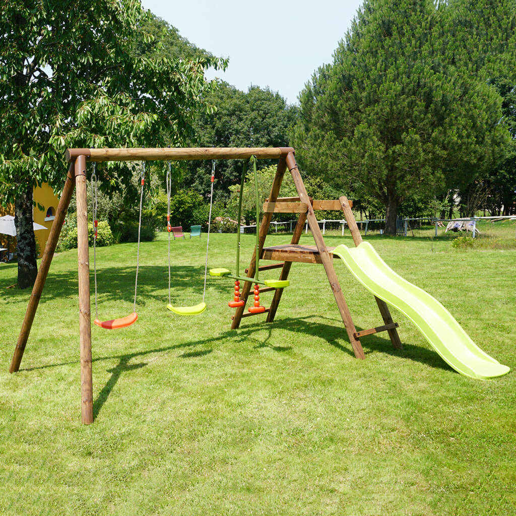 Figue Wooden Swing Set With Slide